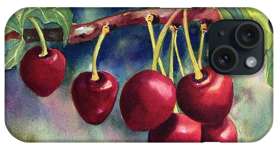 Cherry iPhone Case featuring the painting Luscious Cherries by Hilda Vandergriff