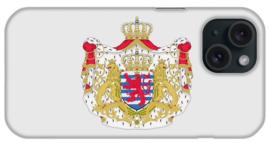 Luxembourg iPhone Case featuring the drawing Luxembourg Coat of Arms by Movie Poster Prints
