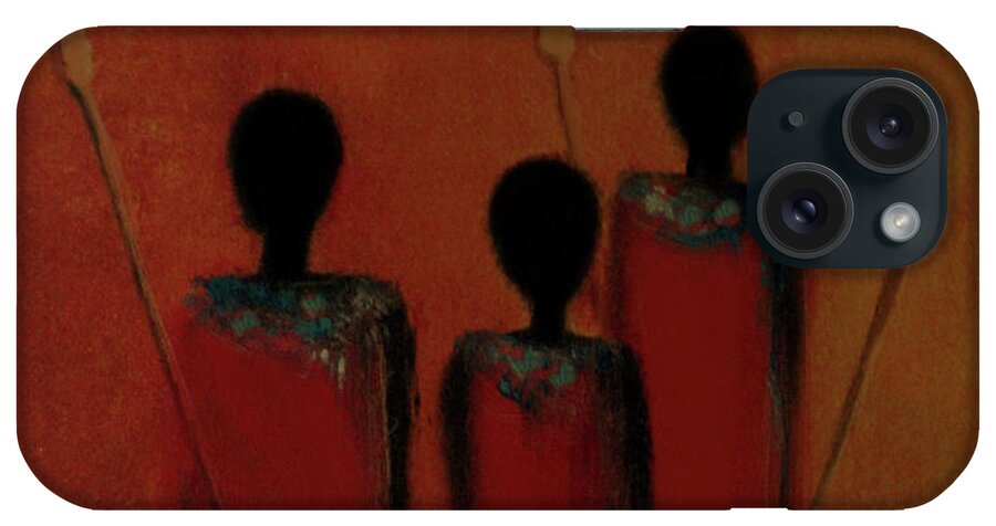 Maasai iPhone Case featuring the painting Maasai Trio by David Dehner