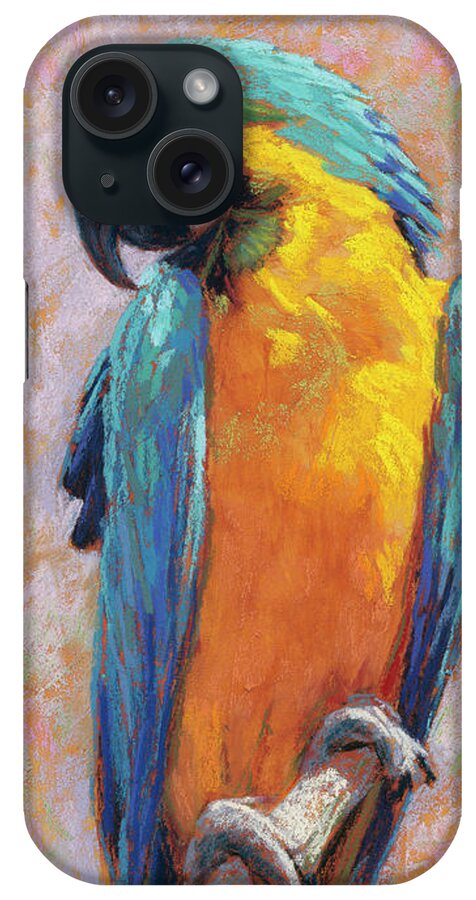 Macaw iPhone Case featuring the pastel Macaw by Rita Kirkman