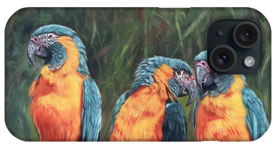 Macaw iPhone Case featuring the painting Macaws by David Stribbling