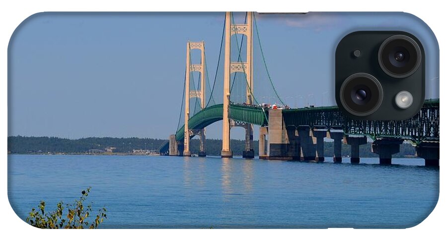 Michigan iPhone Case featuring the photograph Mackinac Bridge on a Sunny Afternoon by Keith Stokes
