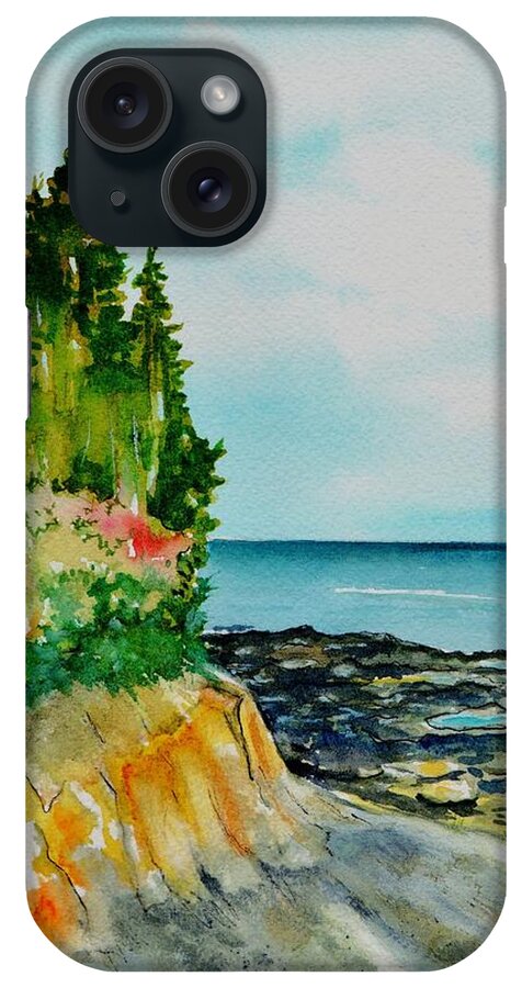 Watercolor iPhone Case featuring the painting Mackworth Island Maine by Brenda Owen