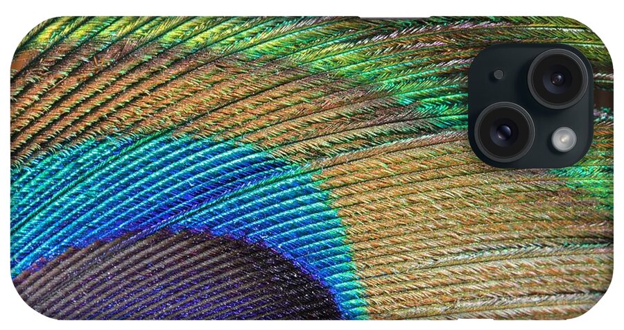 Peacock Feather iPhone Case featuring the photograph Macro Peacock Feather by Angela Murdock