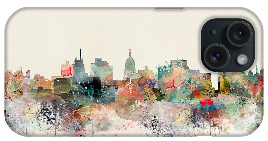 Madison iPhone Case featuring the painting Madison Wisconsin Skyline by Bri Buckley