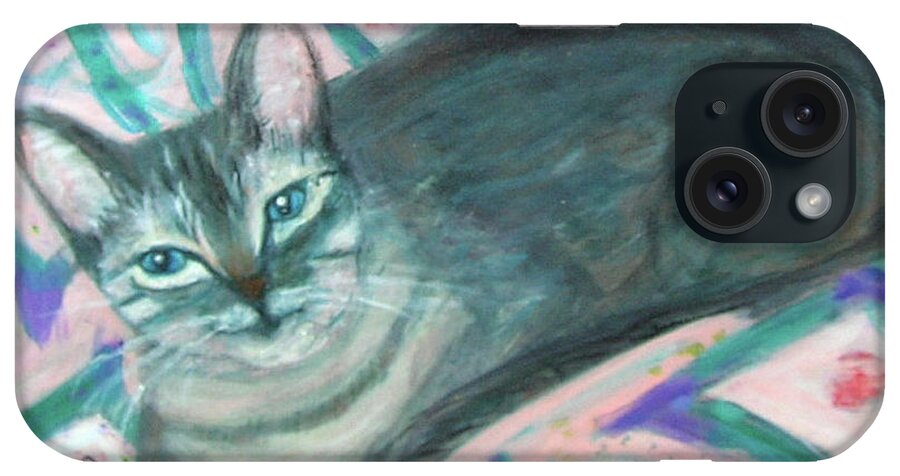 Cat iPhone Case featuring the painting Maggie by Carolyn Donnell