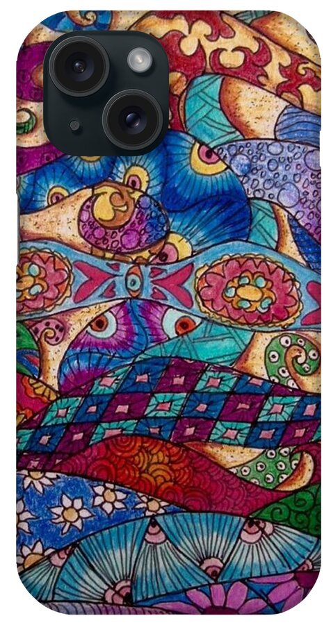 Drawings iPhone Case featuring the drawing Magic carpet ride 1 by Megan Walsh