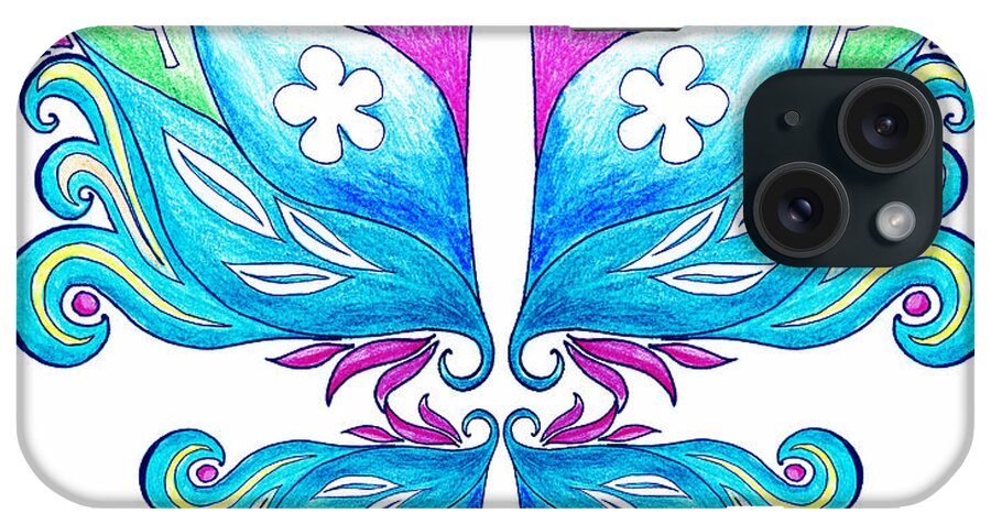 Butterfly iPhone Case featuring the painting Magic Floral Butterfly Baby Blue by Irina Sztukowski