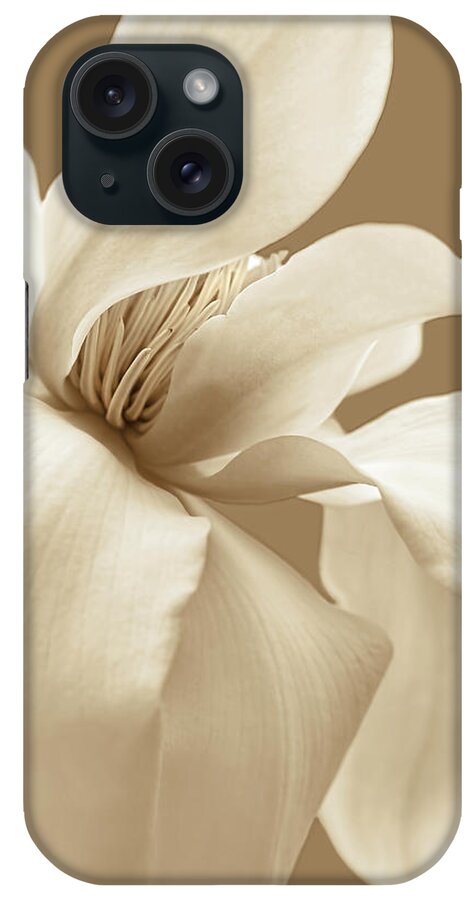 Magnolia iPhone Case featuring the photograph Kobus Magnolia Flower Sepia by Jennie Marie Schell