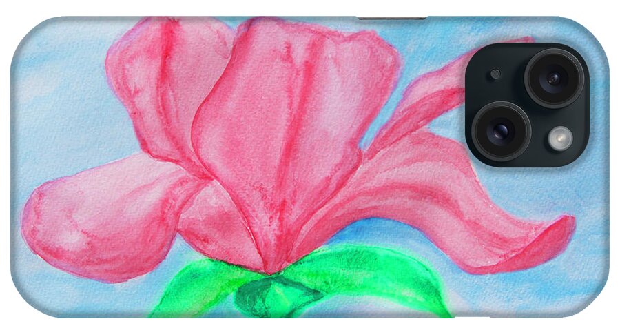 Magnolia iPhone Case featuring the painting Magnolia On Blue, Watercolor by Irina Afonskaya