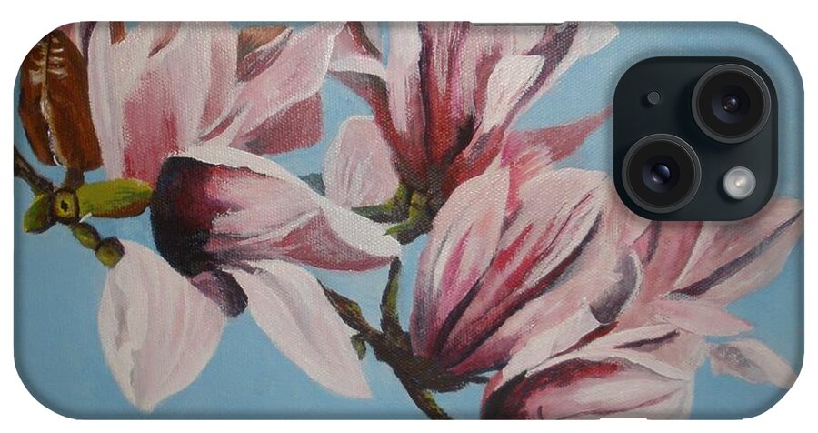 Floral iPhone Case featuring the painting Magnolia Tree branch by Betty-Anne McDonald