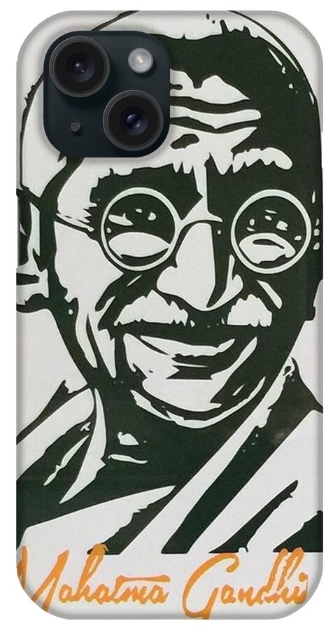 Art iPhone Case featuring the mixed media Mahatma Gandhi by Ryszard Ludynia