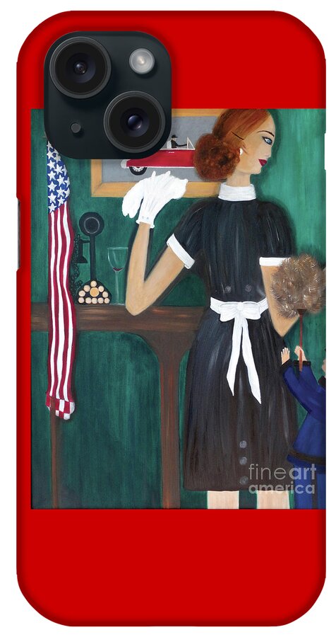 Maid iPhone Case featuring the painting Maid In America by Artist Linda Marie