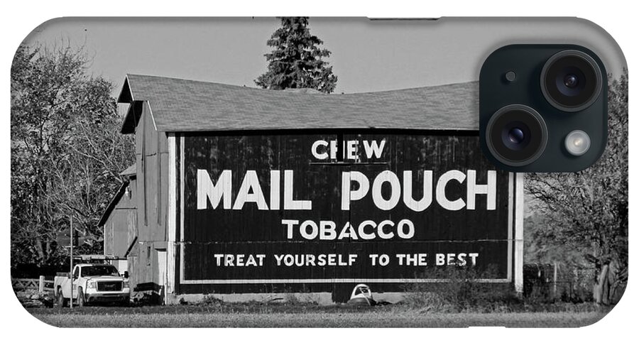 Landscape iPhone Case featuring the photograph Mail Pouch Tobacco in black and white by Michiale Schneider