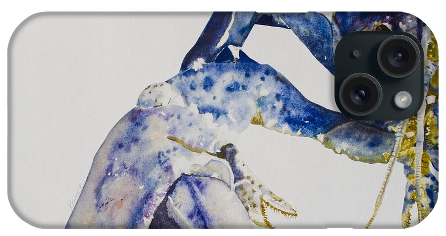 Lobster iPhone Case featuring the painting Maine Blue Lobster by Kellie Chasse