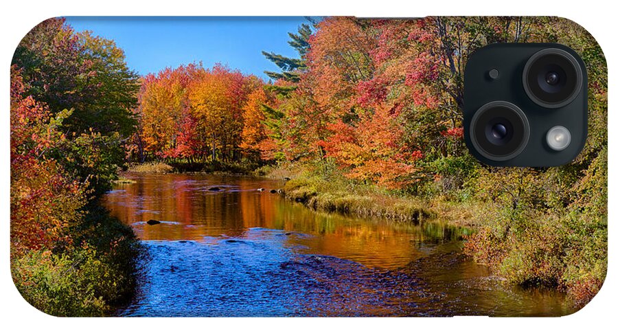 Maine Fall Colors iPhone Case featuring the photograph Maine brook in Afternoon with fall color reflection by Jeff Folger