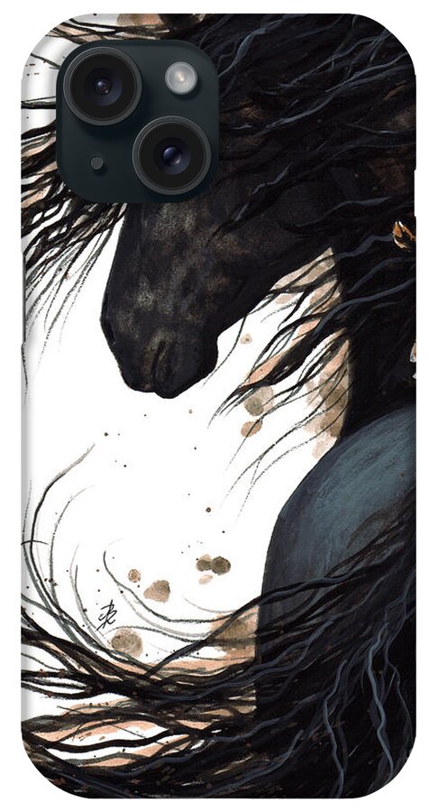 Majestic Horse iPhone Case featuring the painting Majestic Friesian 143 by AmyLyn Bihrle