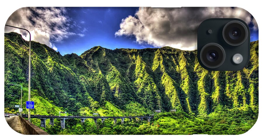 Reid Callaway Majestic Heights Images iPhone Case featuring the photograph Majestic Heights Tetsuo Harano Tunnels Ko'oalu Mountain Range Landscape Art by Reid Callaway