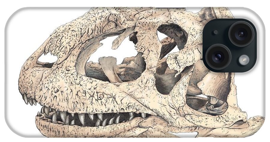 Majungasaur iPhone Case featuring the digital art Majungasaur Skull by Rick Adleman