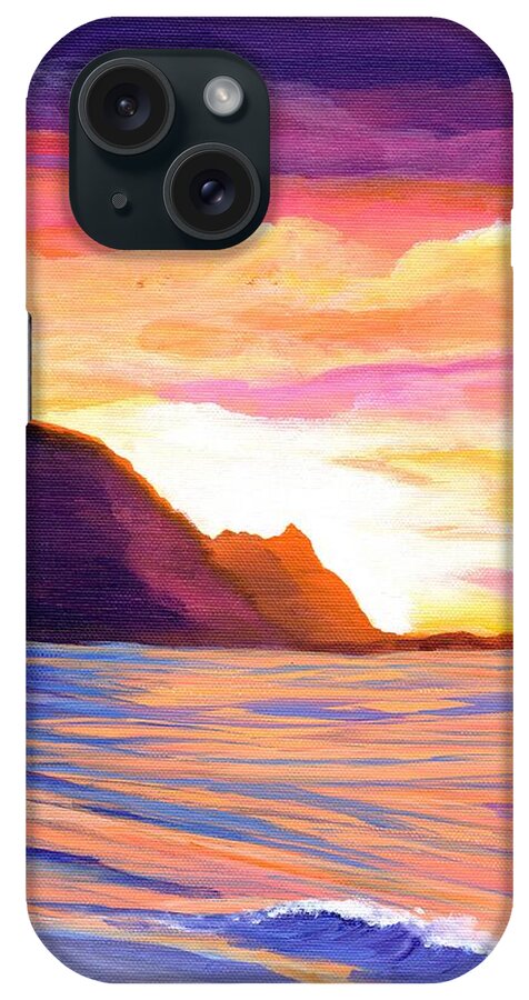 Kauai iPhone Case featuring the painting Makana Sunset by Marionette Taboniar