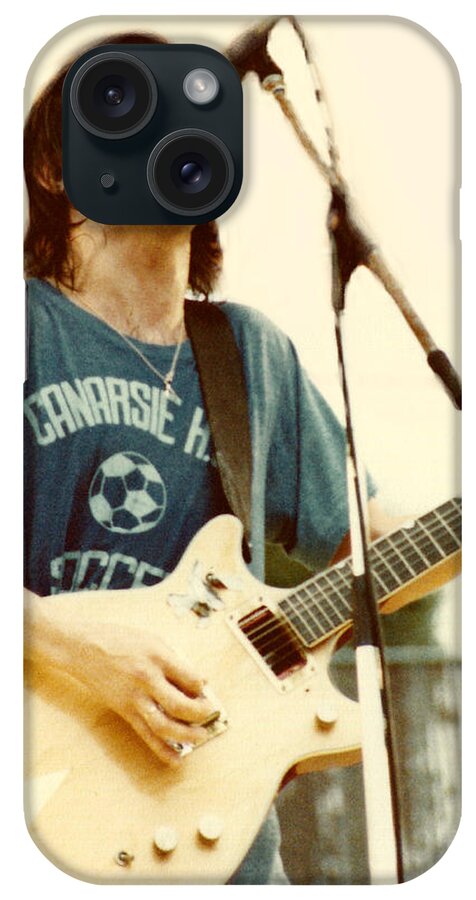 Malcolm Young iPhone Case featuring the photograph Malcolm Young of AC DC at Day On The Green - July 1979 by Daniel Larsen