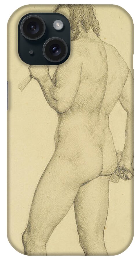 19th Century Art iPhone Case featuring the drawing Male - Academic nude Study posed as a Sculptor by Ford Madox Brown