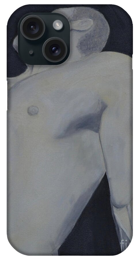 Nude iPhone Case featuring the painting Male Black and White by Lori Jacobus-Crawford