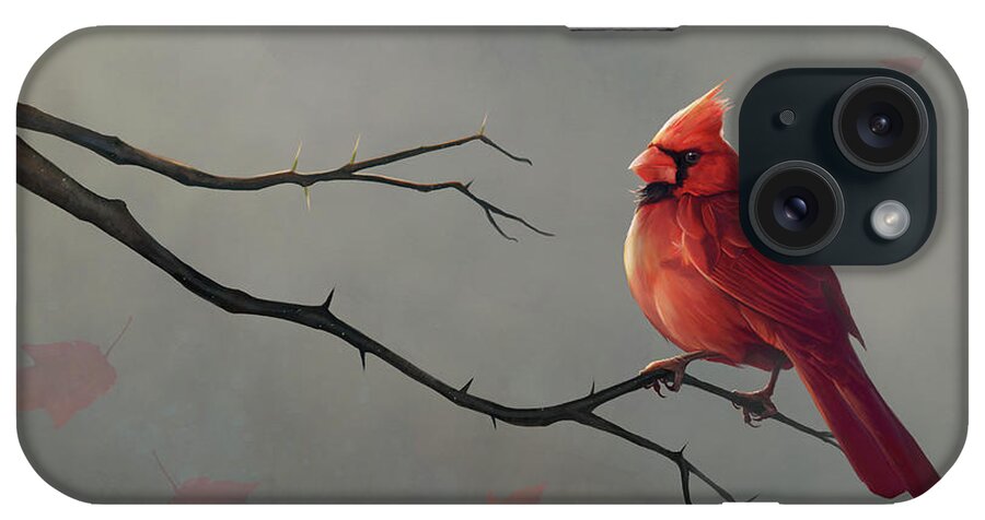 Cardinal iPhone Case featuring the digital art Male Cardinal by Steve Goad