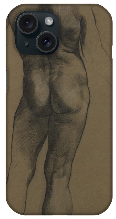 Nude iPhone Case featuring the pastel Male Nude Study by Evelyn De Morgan