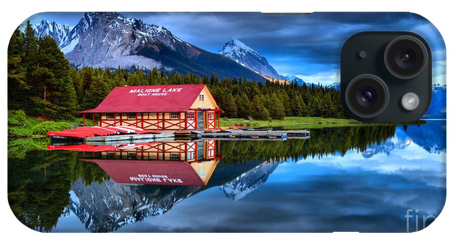 Maligne Lake iPhone Case featuring the photograph Malign Lake Blue Sunset by Adam Jewell