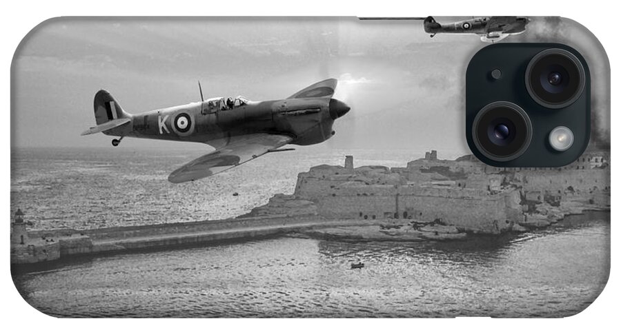 Raaf iPhone Case featuring the digital art Malta Bastion - Monochrome by Mark Donoghue