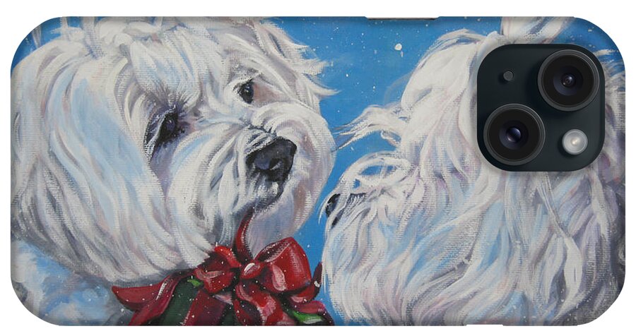 Maltese iPhone Case featuring the painting Maltese Christmas by Lee Ann Shepard
