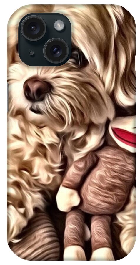 Maltipoo iPhone Case featuring the digital art Maltipoo Love by Laurie Trumpet Williams