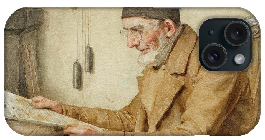 Anker iPhone Case featuring the painting Man Reading The Newspaper by Albert