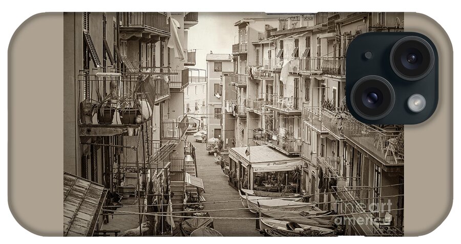 Manarola iPhone Case featuring the photograph Manarola in Sepia by Prints of Italy