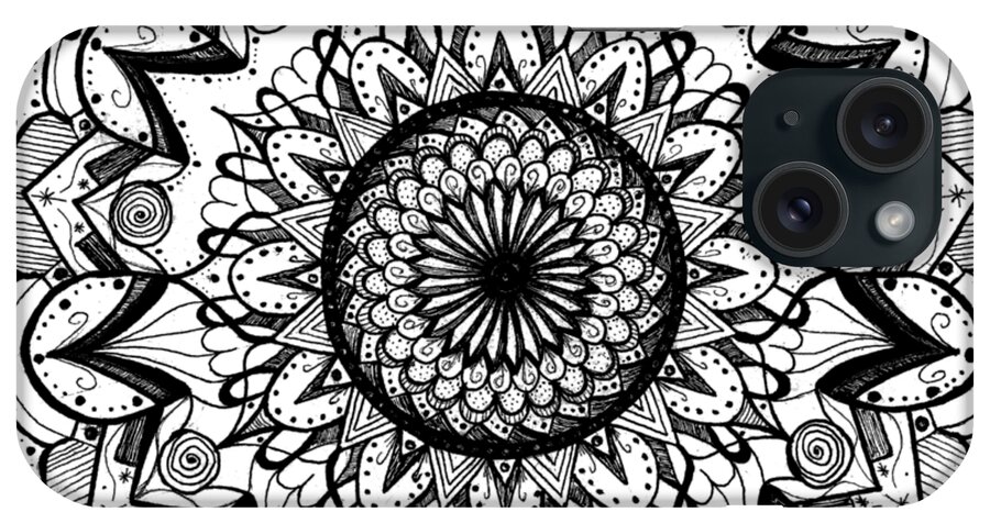 Mandala iPhone Case featuring the drawing Mandala #13 by Eseret Art