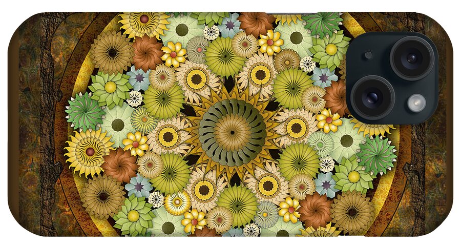 Mandala iPhone Case featuring the digital art Mandala Stone Flowers by Peter Awax