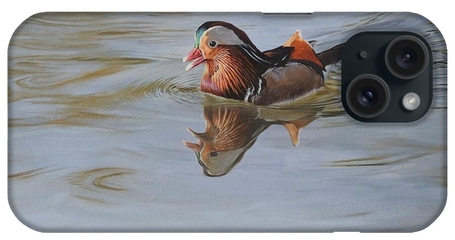 Wildlife Paintings iPhone Case featuring the painting Mandarin Duck by Alan M Hunt