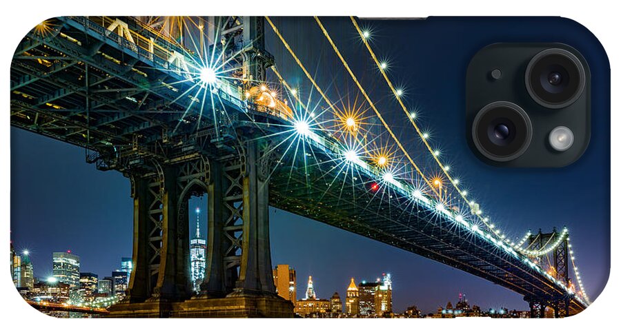 America iPhone Case featuring the photograph Manhattan Bridge framing Freedom Tower by Mihai Andritoiu