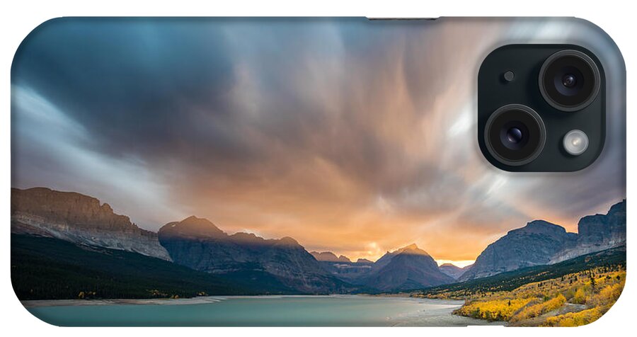 Glacier iPhone Case featuring the photograph Many Glacier Apocalyptic Sunset by Pierre Leclerc Photography