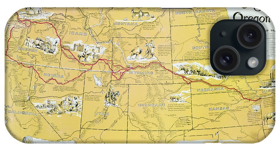 Oregon Trail iPhone Case featuring the drawing Map of the Old Oregon Trail by American School
