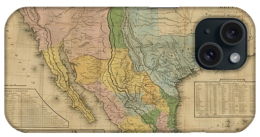 Texas iPhone Case featuring the digital art Map of the United States of Mexico, Tanner 1846 by Texas Map Store