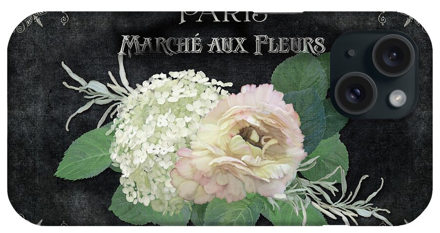 Vintage iPhone Case featuring the painting Marche aux Fleurs 4 Vintage Style Typography Art by Audrey Jeanne Roberts