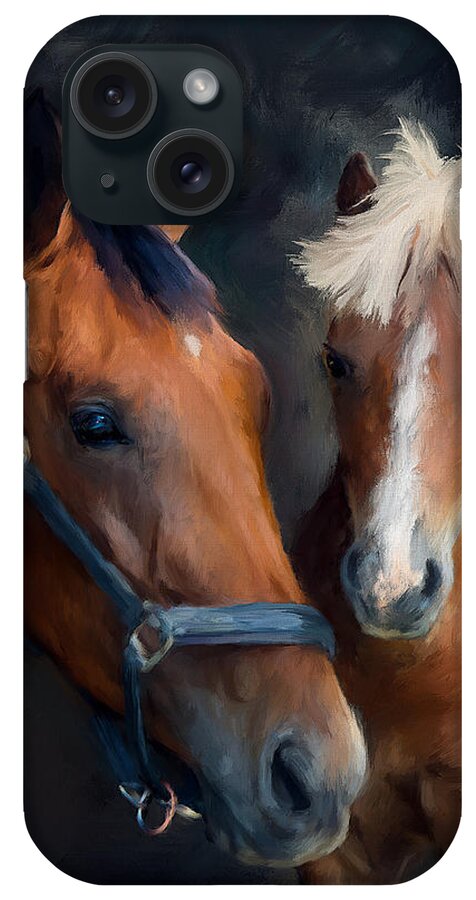 Horses iPhone Case featuring the painting Mare and Foal by Diane Chandler