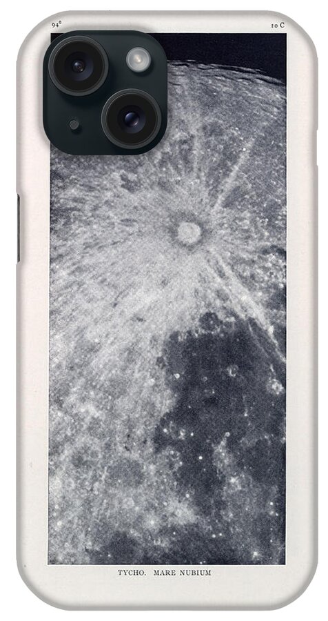 Celestial Chart iPhone Case featuring the drawing Mare Nubium - Sea of Clouds - Surface of the moon - Lunar Surface - Old Atlas - Celestial Chart 05 by Studio Grafiikka