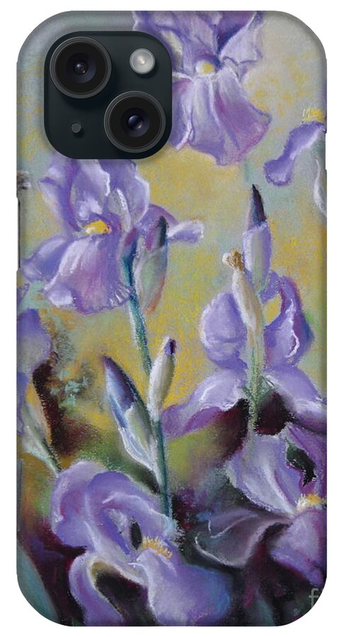 Irises iPhone Case featuring the painting Maria's Irises by Elena Oleniuc