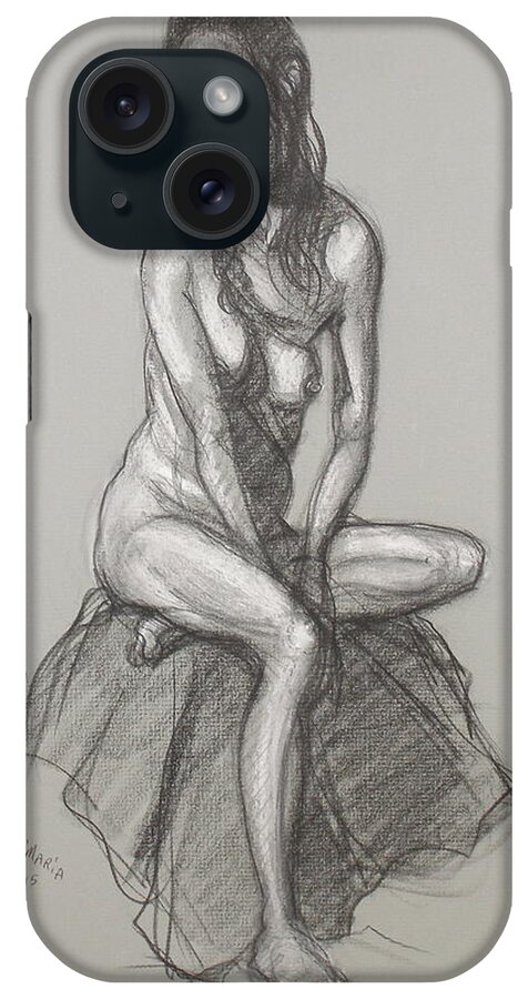 Realism iPhone Case featuring the drawing Maribou with a Twist by Donelli DiMaria