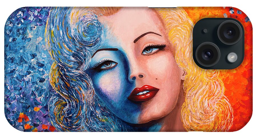 Marilyn Monroe iPhone Case featuring the painting Marilyn Monroe original acrylic palette knife painting by Georgeta Blanaru