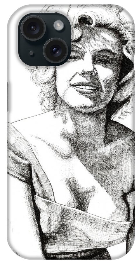 Portrait iPhone Case featuring the drawing Marilyn Monroe by Timothy Livingston