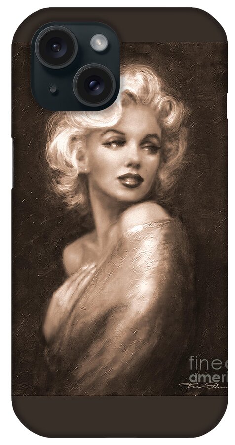 Marilyn iPhone Case featuring the painting Marilyn WW Sepia by Theo Danella